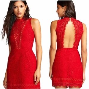 SAYLOR Free People Red Lace Cut Out Mini Dress Size Large